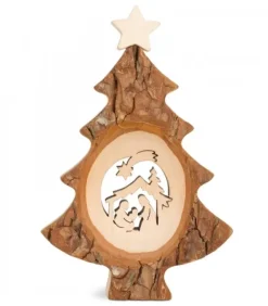 Sapin De Noël En Bois Avec Crèche Ciselee, 12 Cm|Waldfabrik, photophore en bois et étoile sapin de Noël Sale