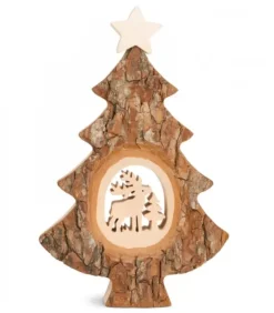 Sapin Noël En Bois Avec Cerf Cisele, 18 Cm|Waldfabrik, photophore en bois et étoile sapin de Noël Sale