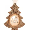 Sapin Noël En Bois Avec Elan Cisele, 18 Cm|Waldfabrik, photophore en bois et étoile sapin de Noël
