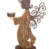 Statuette Ange De Noël En Bois Avec Bougeoir 27 Cm|Waldfabrik, photophore en bois et étoile sapin de Noël Discount
