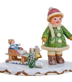 Village De Noël Miniature, Fillette Avec Petit Frere Sur Luge|Hubrig, figurines pour enfant Best