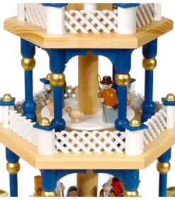 Weihnachtspyramid Allemande 2 Etages Blanc Bleu|Richard Glasser, Pyramides de Noël allemandes New