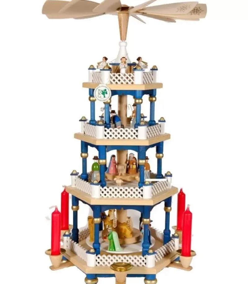 Weihnachtspyramid Allemande Aux Couleurs Baroques Blanc Et Bleu|Richard Glasser, Pyramides de Noël allemandes Discount